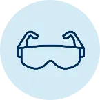 Eye Protection Icon on Blue Background