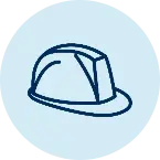 Helmet Icon on Blue Background